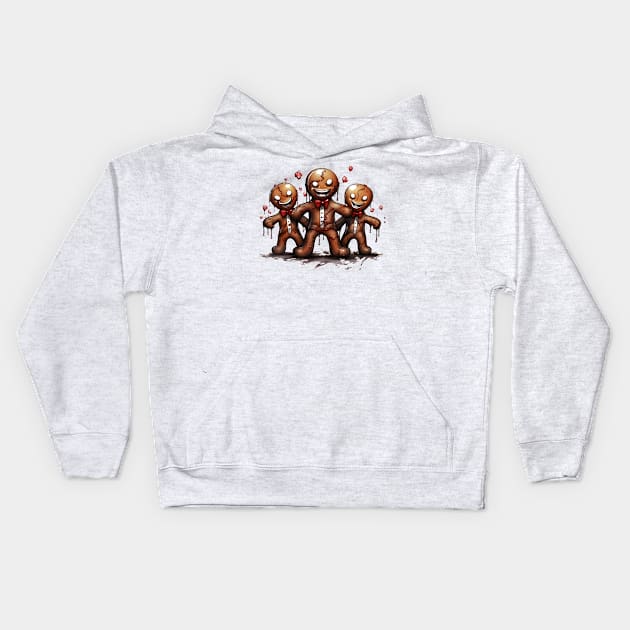 Creepy Gingerbread Men Kids Hoodie by Retroprints